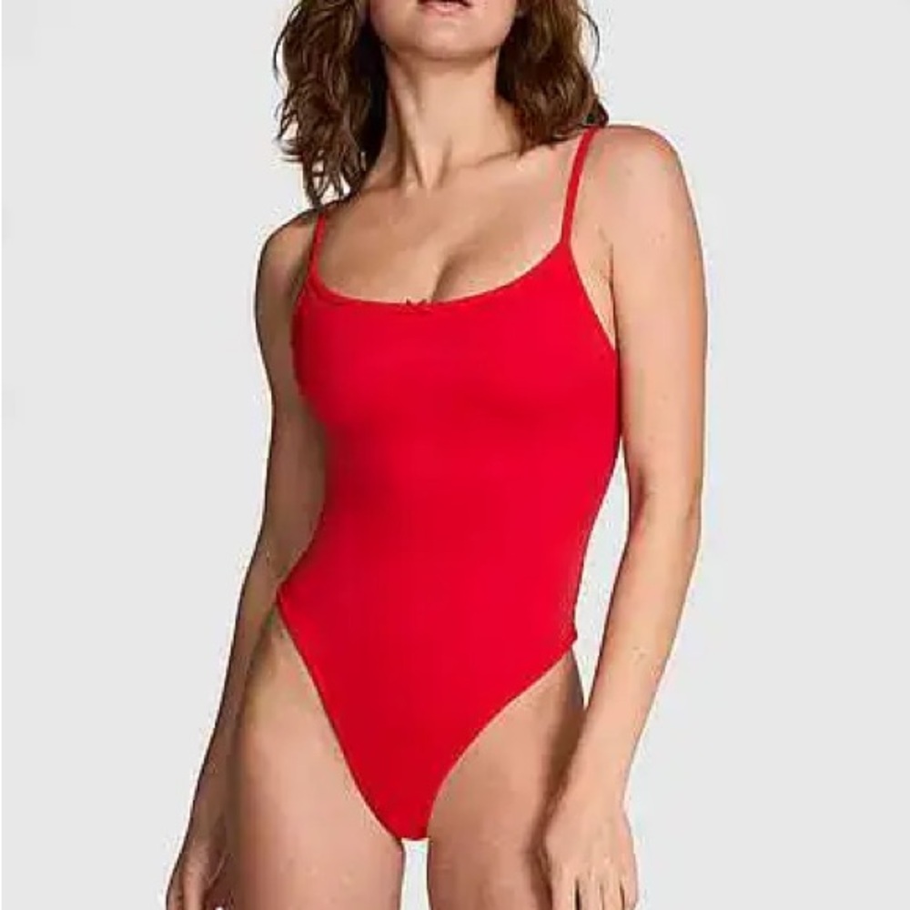 PINK BY FRANKIE BIKINIS RED ONE-PIECE SWIMSUIT